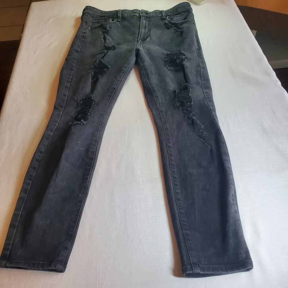 Aeropostale Womens Size 14 Regular High Rise Black Distressed Jeggings Jeans